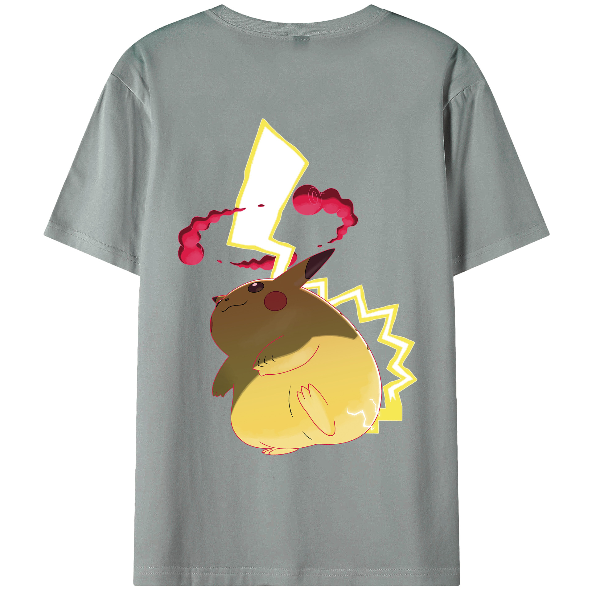 （画像用） ポケットモンスター Pokémon 綿100％ メンズ半袖Tシャツ（バックプリント） 通気性
